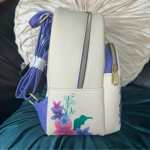 Disney Ariel The Little Mermaid Floral Mini Loungefly Backpack: NWT - Picture 8 of 10